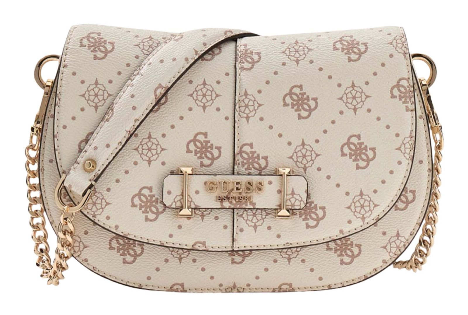 GUESS Carrie Logo Flap Shoulder Bag Vanilla Logo GUESS Carrie Logo Flap Shoulder Bag Vanilla Logo