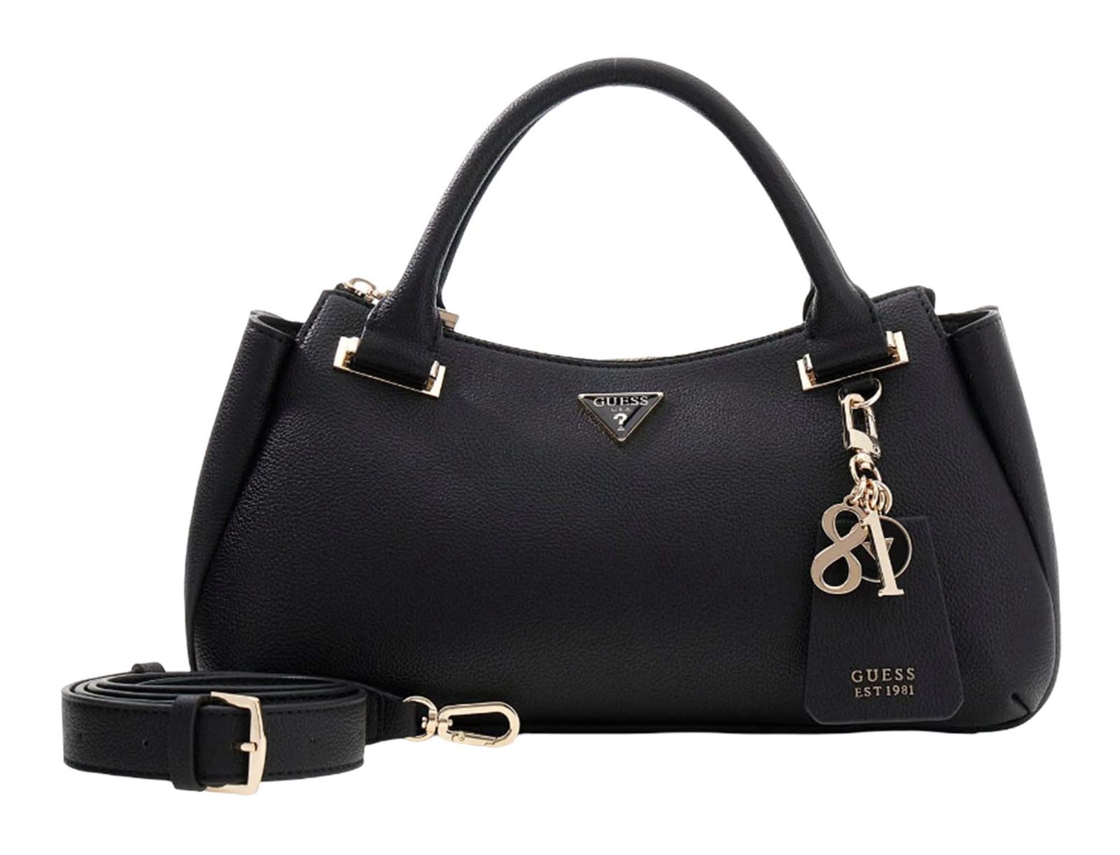 GUESS Evie Triple Compartment Satchel Bag Black
