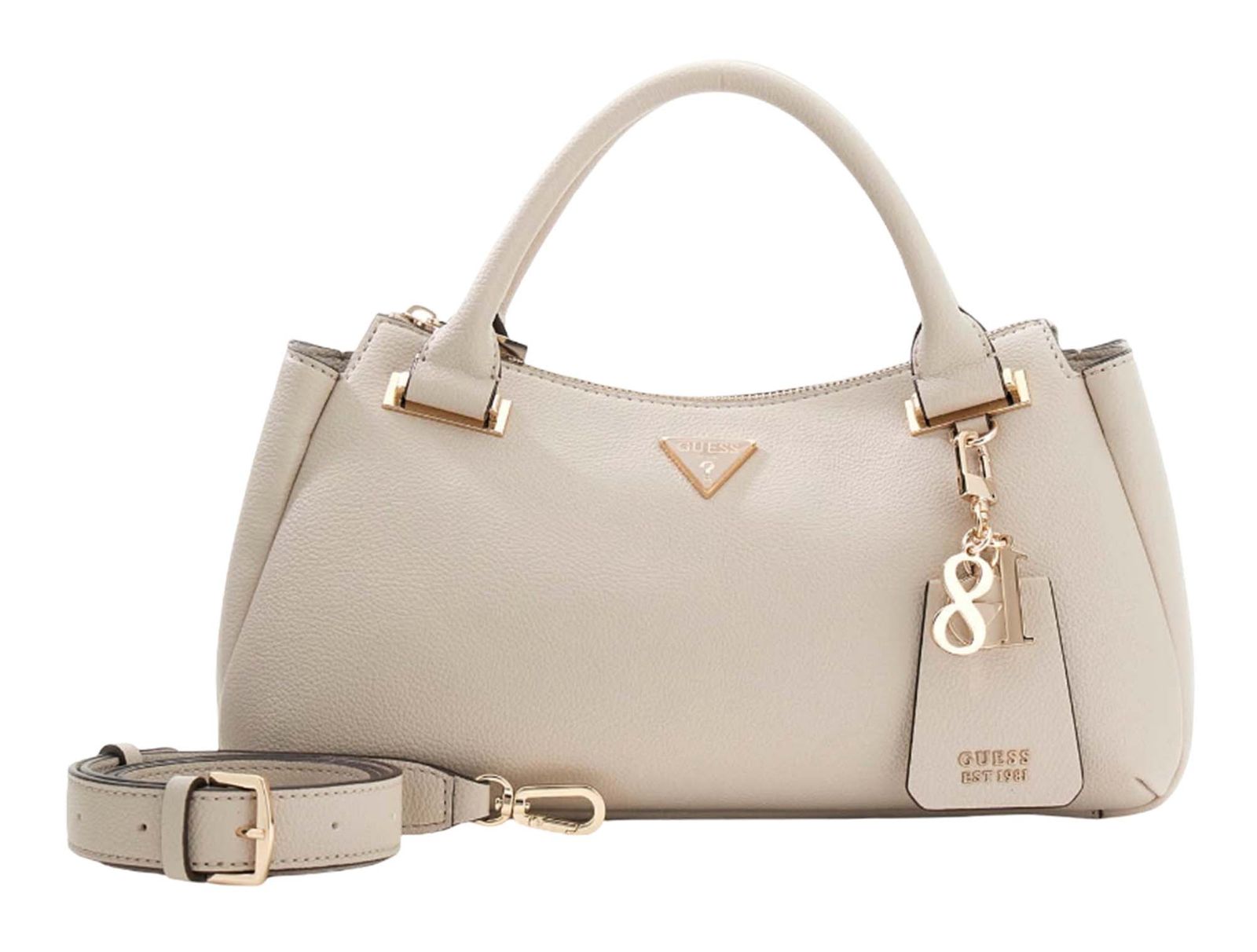GUESS Evie Triple Compartment Satchel Bag Light Taupe