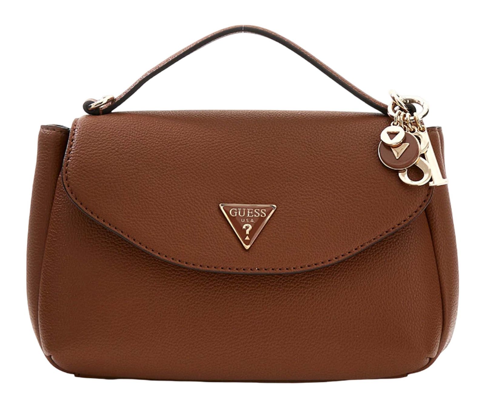 GUESS Evie Top Handle Flap Bag Cognac GUESS Evie Top Handle Flap Bag Cognac