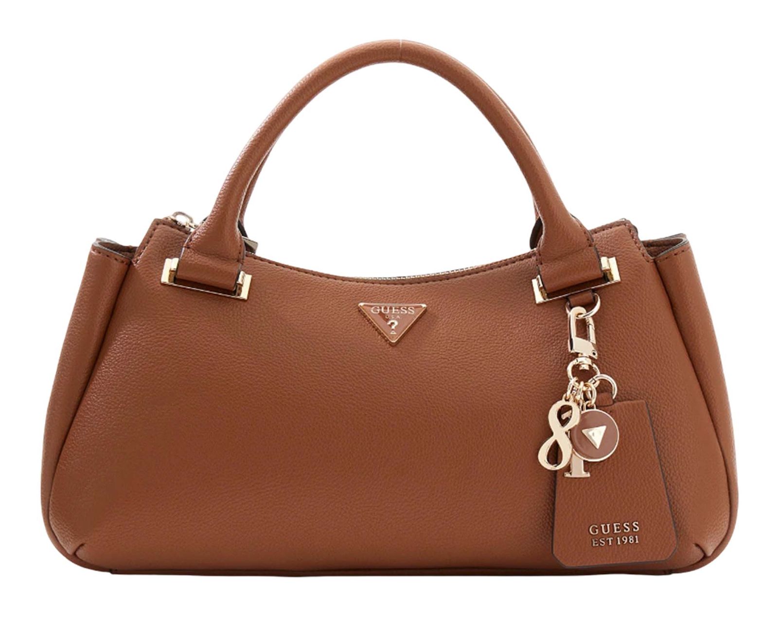 GUESS Evie Triple Compartment Satchel Bag Cognac GUESS Evie Triple Compartment Satchel Bag Cognac