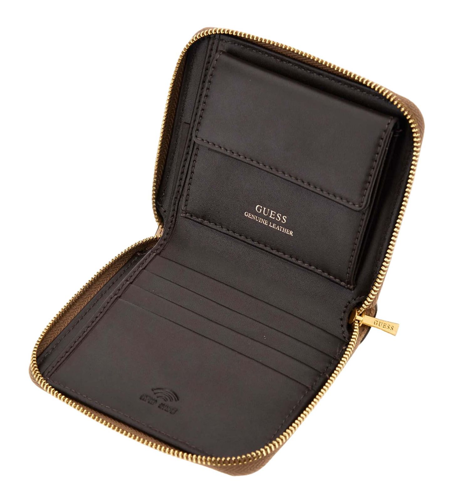 GUESS Milano Zip Around Wallet Beige Brown GUESS Milano Zip Around Wallet Beige Brown