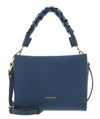 COCCINELLE Boheme Grana Double Crossbody Double Grainy Leather Deep Blue / Sandshell