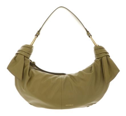 COCCINELLE Furoshiki Handbag puffy Smooth Leather Seagrass
