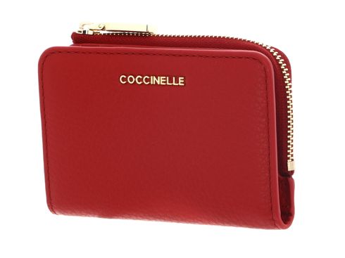 COCCINELLE Metallic Soft Credit Card Holder Scarlet