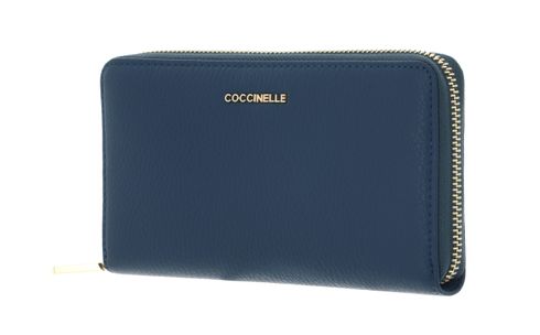 COCCINELLE Metallic Soft Wallet Grained Leather Deep Blue
