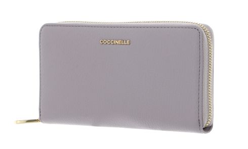 COCCINELLE Metallic Soft Wallet Grained Leather Oyster
