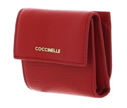 COCCINELLE Metallic Soft Wallet Grained Leather Scarlet