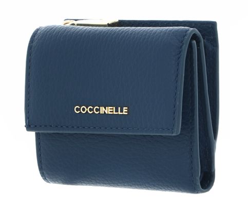 COCCINELLE Metallic Soft Wallet Grained Leather Deep Blue