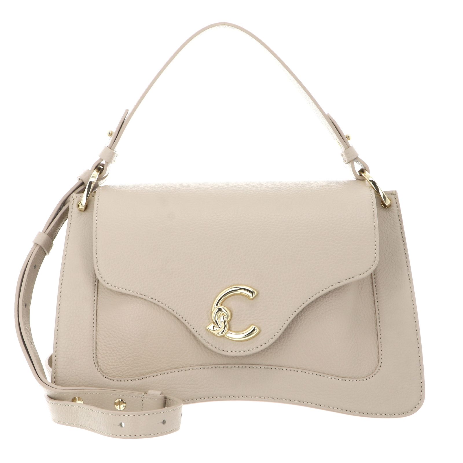 COCCINELLE C-Me Grained Leather Handbag Sandshell