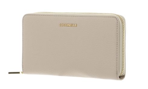 COCCINELLE Metallic Soft Wallet Grained Leather Sandshell