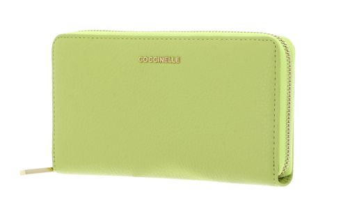 COCCINELLE Metallic Soft Wallet Grained Leather Green Glow