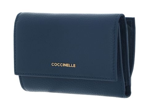 COCCINELLE Metallic Soft Wallet Grainy Leather Deep Blue