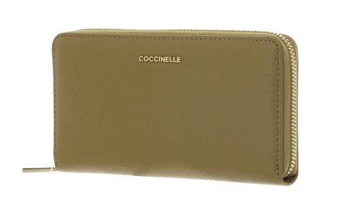 COCCINELLE Metallic Soft Wallet Grained Leather Seagrass