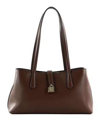 KARL LAGERFELD COTE D AZUR K / Autograph Padlock E / W Tote Dark Friar Brown