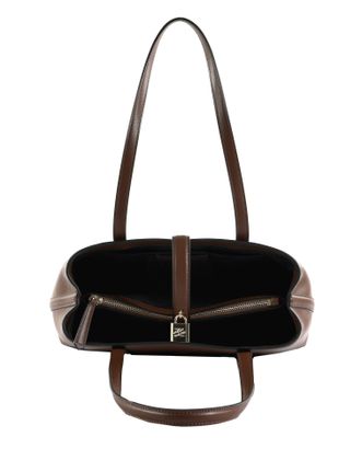 KARL LAGERFELD K / Autograph Padlock E / W Tote Dark Friar Brown