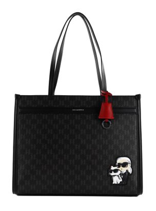 KARL LAGERFELD Ikon Monogram CC Square Tote Brown-KL Mono