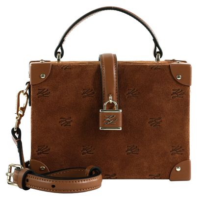KARL LAGERFELD COTE D AZUR K / Autograph Padlock Trunk Suede S Dark Tan