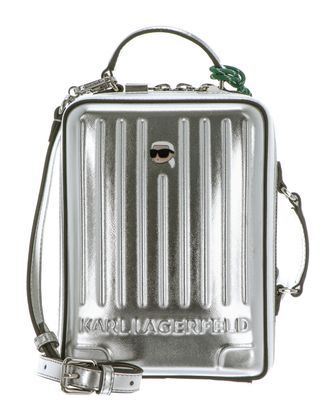 KARL LAGERFELD Ikon Suitcase Crossbody Silver