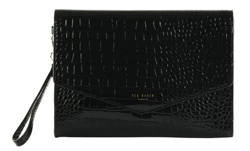 Ted Baker Wesslie Croc Effect Icon Envelope Pouch Black