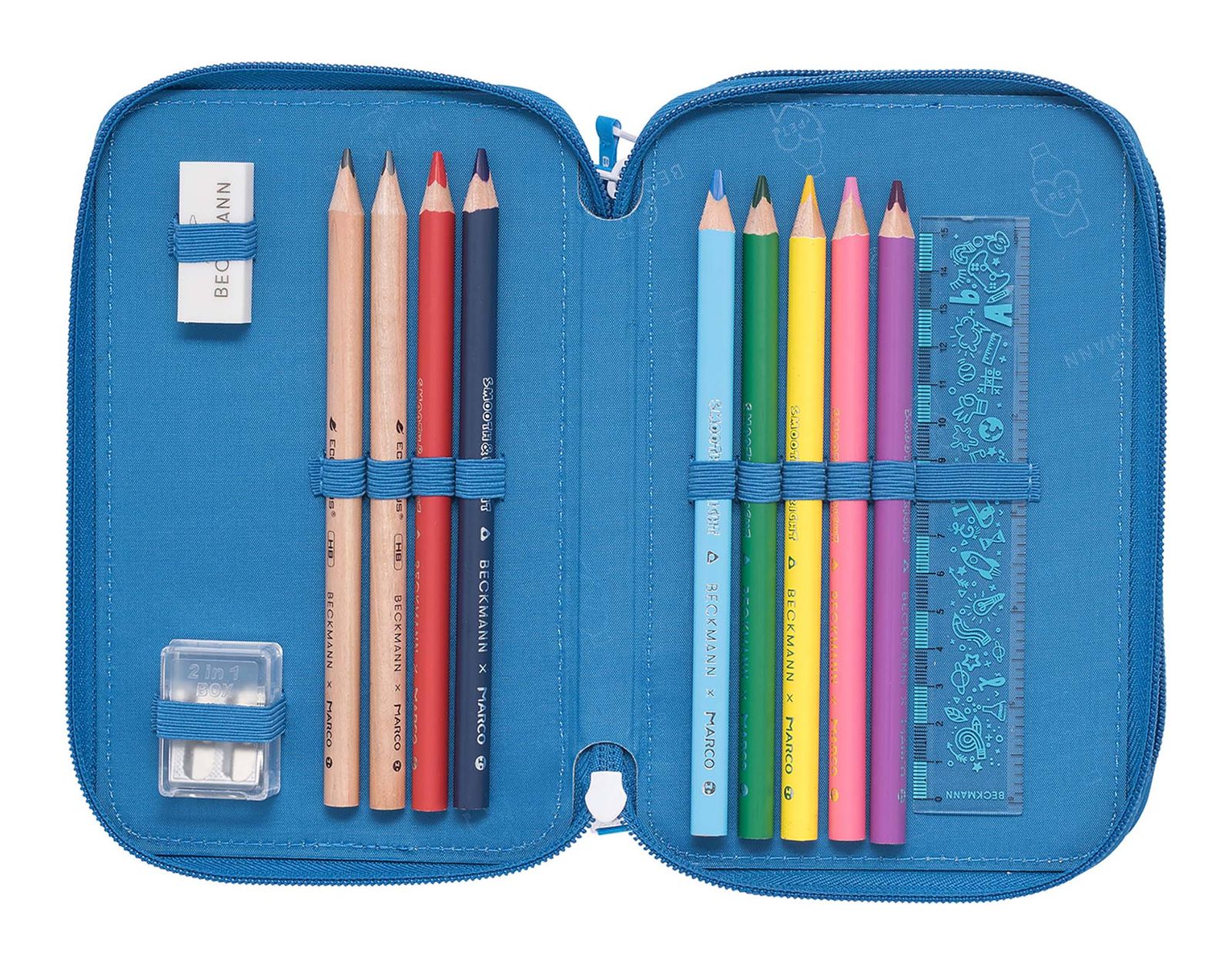 BECKMANN 3-Fold Pencil Case Blue Lightning BECKMANN 3-Fold Pencil Case Blue Lightning