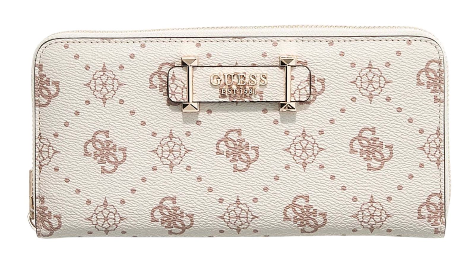 GUESS Carrie Logo Large Zip Around Wallet Vanilla Logo
