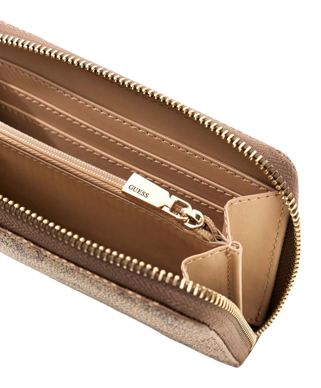 GUESS Laurel II SLG Medium Zip Around Wallet Latte Logo / Brown GUESS Laurel II SLG Medium Zip Around Wallet Latte Logo / Brown