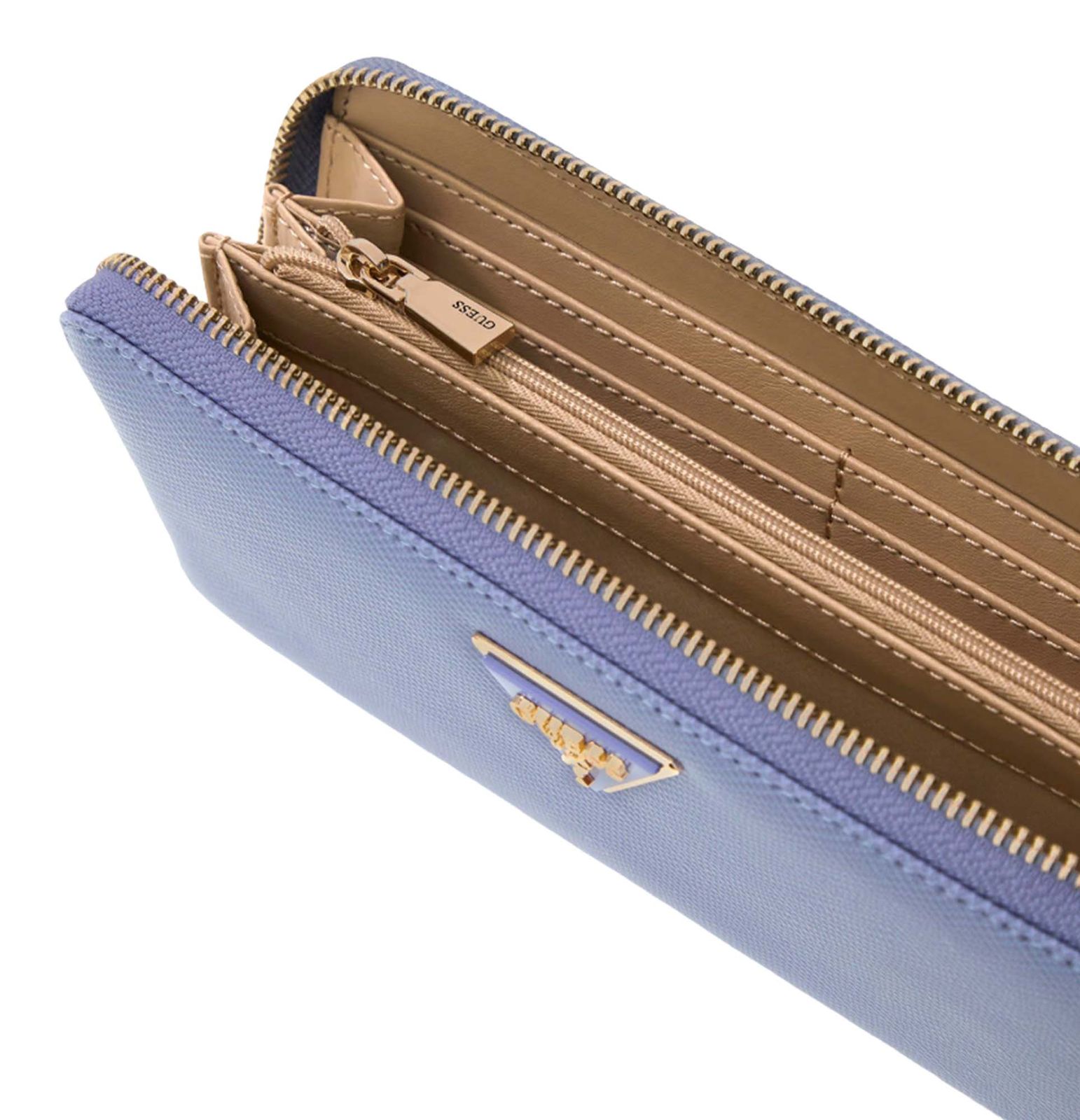 GUESS Laurel II Large Zip Around Wallet L Grey Blue GUESS Laurel II Large Zip Around Wallet L Grey Blue