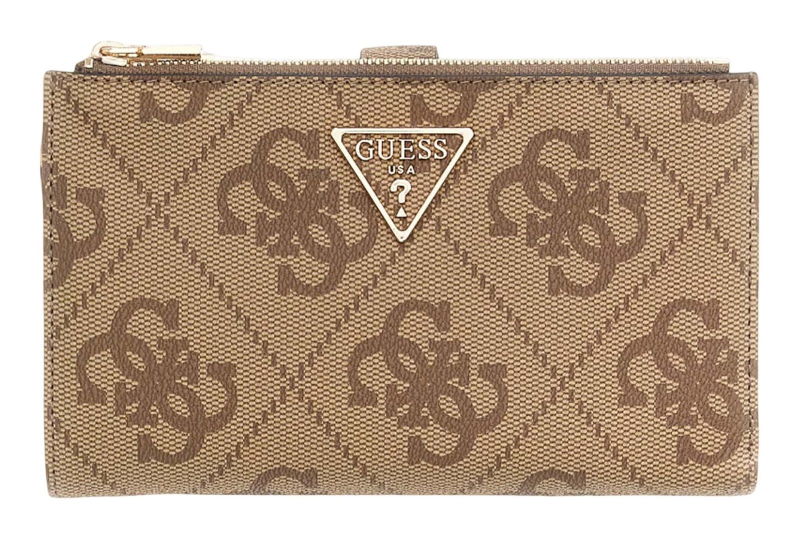 GUESS Laurel II SLG Double Zip Organizer Latte Logo / Brown