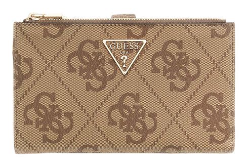 GUESS Laurel II SLG Double Zip Organizer Latte Logo / Brown