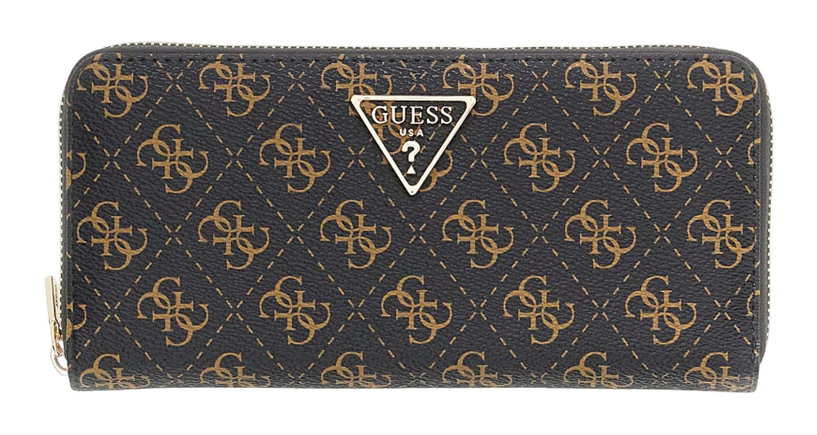 GUESS Laurel II SLG Large Zip Around Wallet Brown Logo