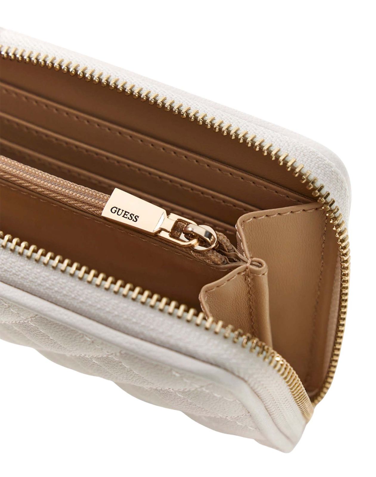 GUESS Atabey SLG Medium Zip Around Wallet Cream White GUESS Atabey SLG Medium Zip Around Wallet Cream White