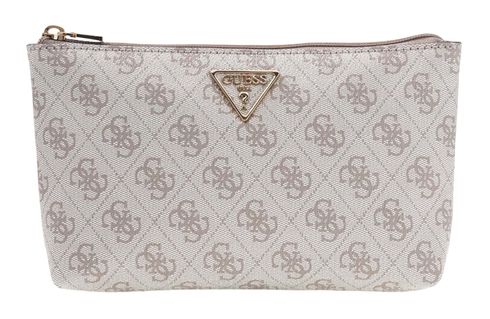 GUESS Laurel II Wristlet Pouch Dark Taupe Logo