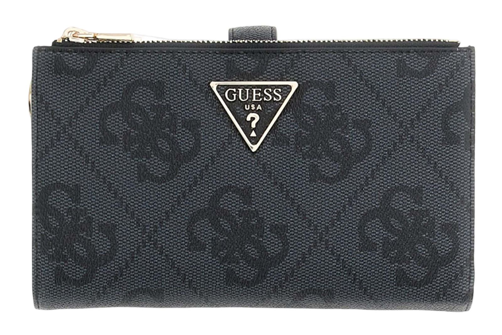 GUESS Laurel II SLG Double Zip Organizer Coal Logo