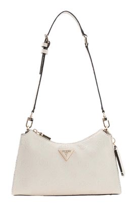 GUESS Cresidia II Top Zip Shoulder Bag Cream White Logo