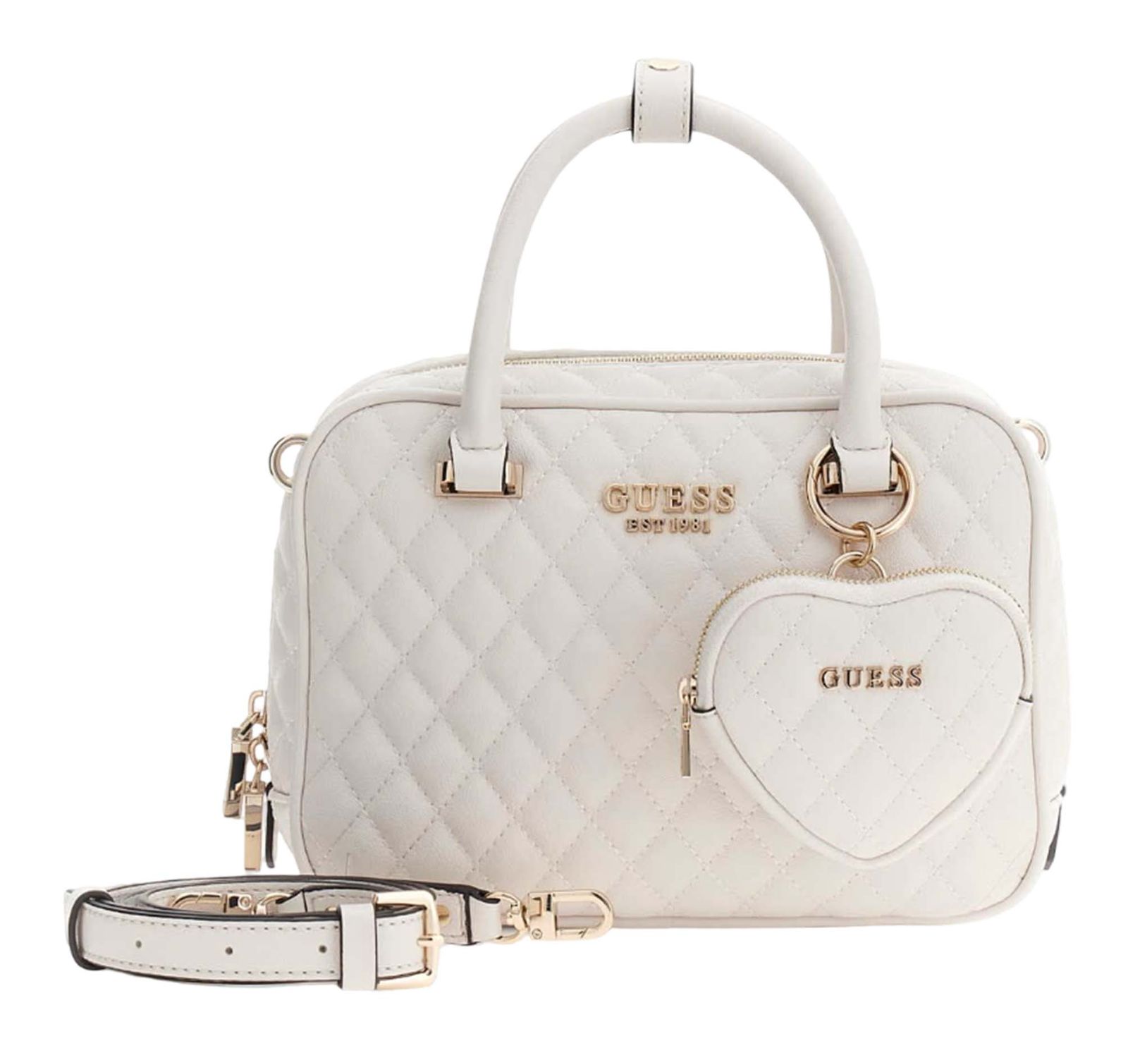 GUESS Atabey Box Satchel Cream White