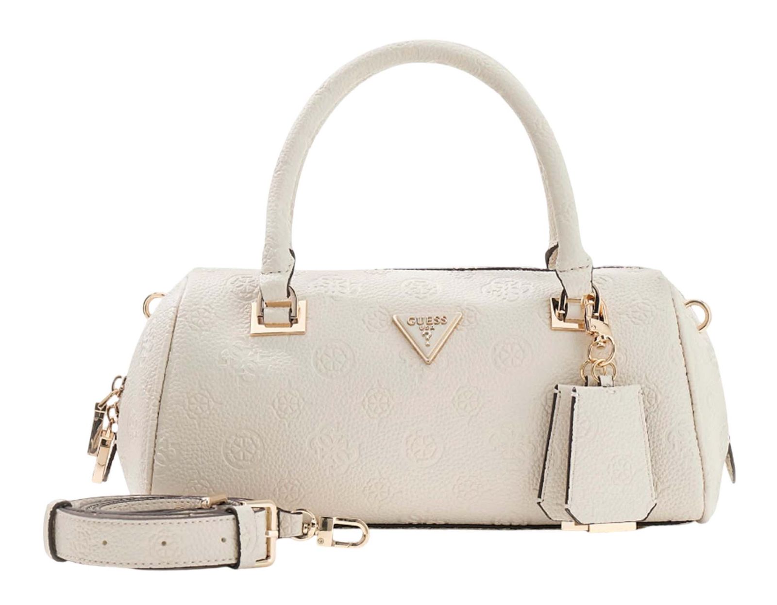 GUESS Cresidia II Box Satchel Cream White Logo