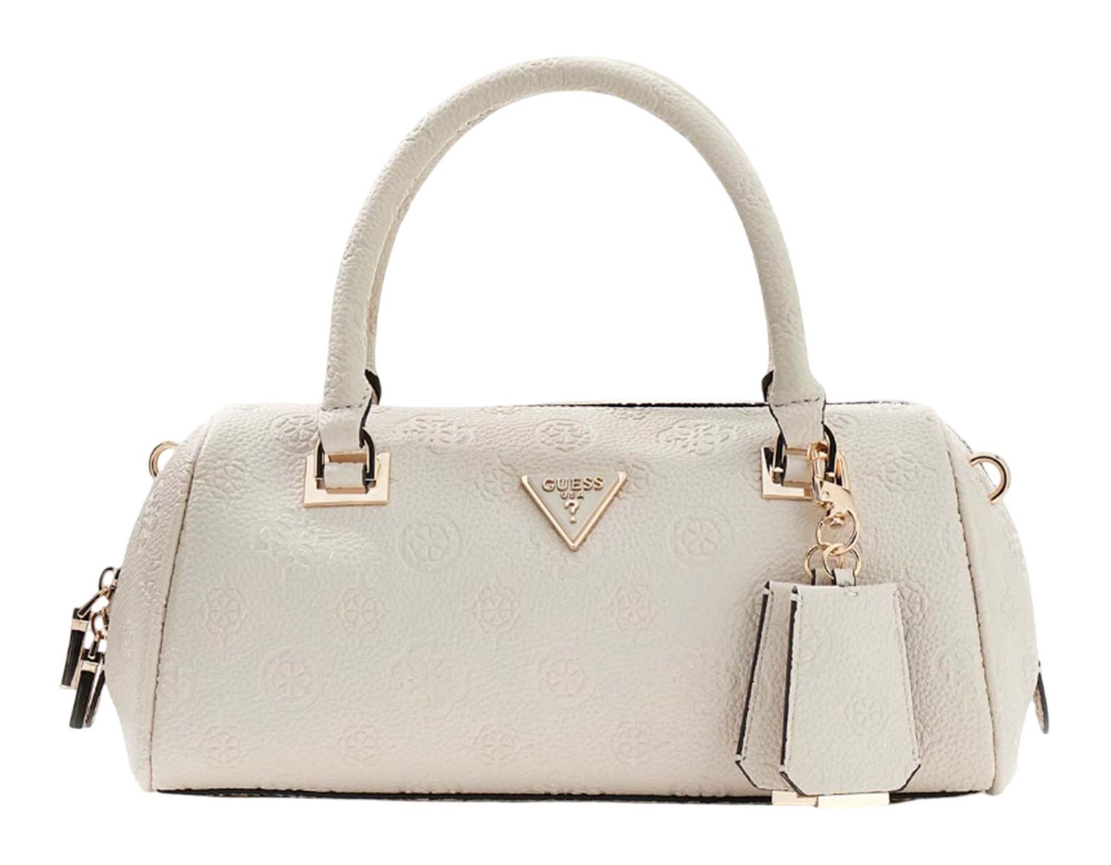 GUESS Cresidia II Box Satchel Cream White Logo GUESS Cresidia II Box Satchel Cream White Logo