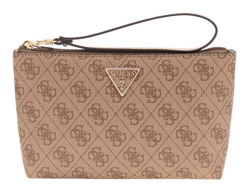 GUESS Laurel II Wristlet Pouch Latte Logo