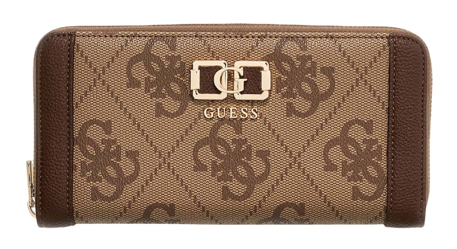 GUESS Karnilla Logo Large Zip Around Wallet L Latte Logo / Brown