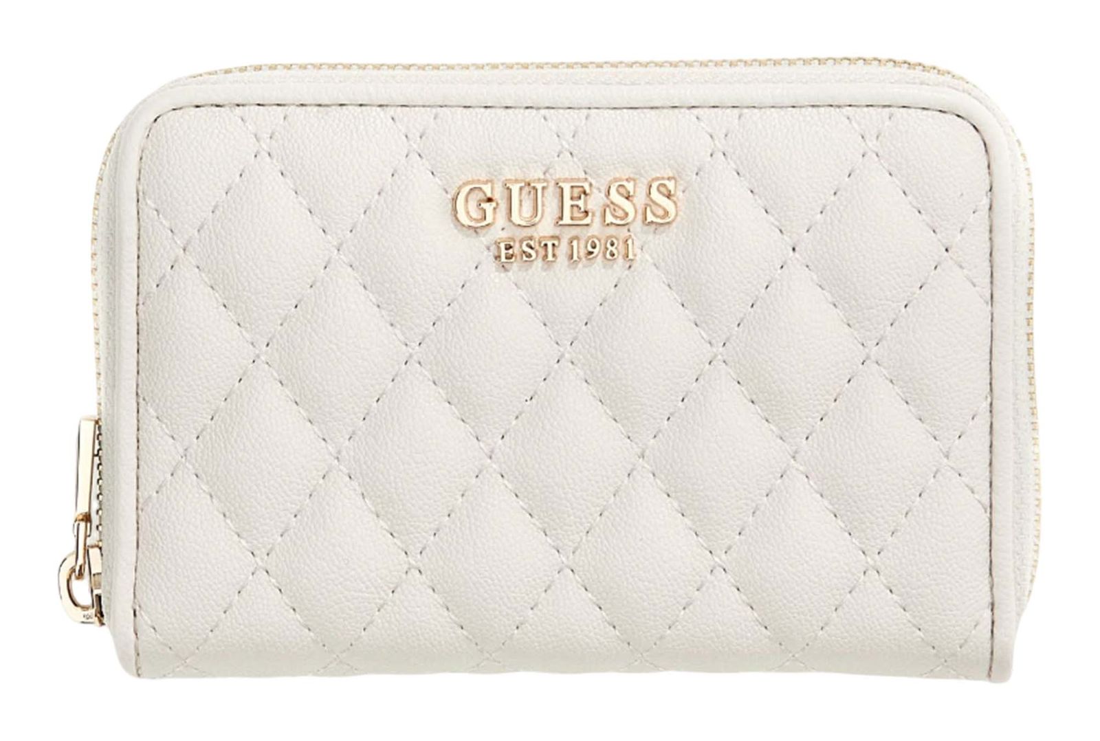 GUESS Atabey SLG Medium Zip Around Wallet Cream White