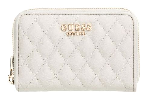 GUESS Atabey SLG Medium Zip Around Wallet Cream White