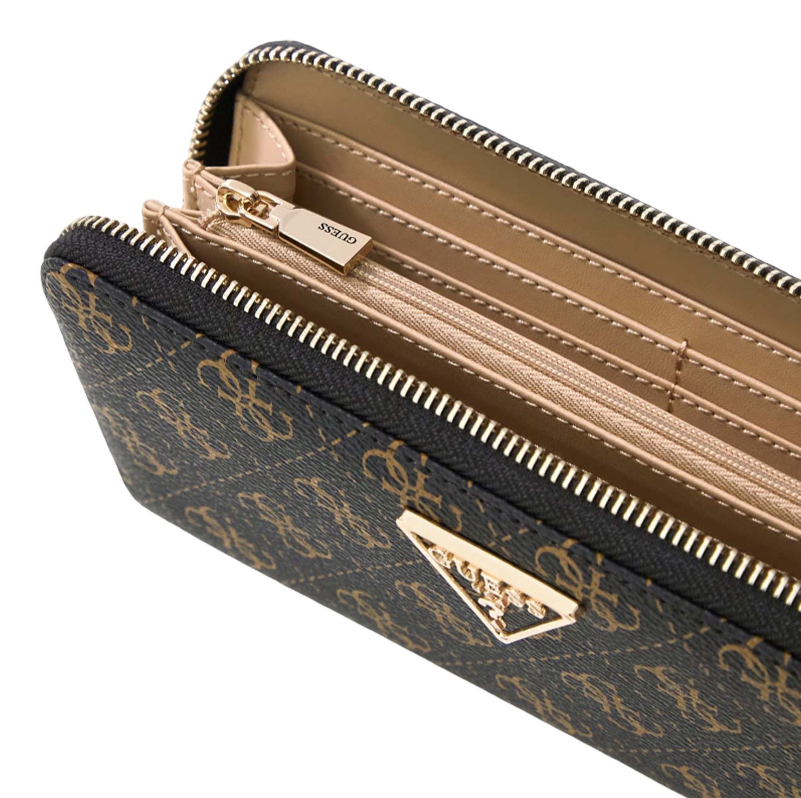 GUESS Laurel II SLG Large Zip Around Wallet Brown Logo GUESS Laurel II SLG Large Zip Around Wallet Brown Logo