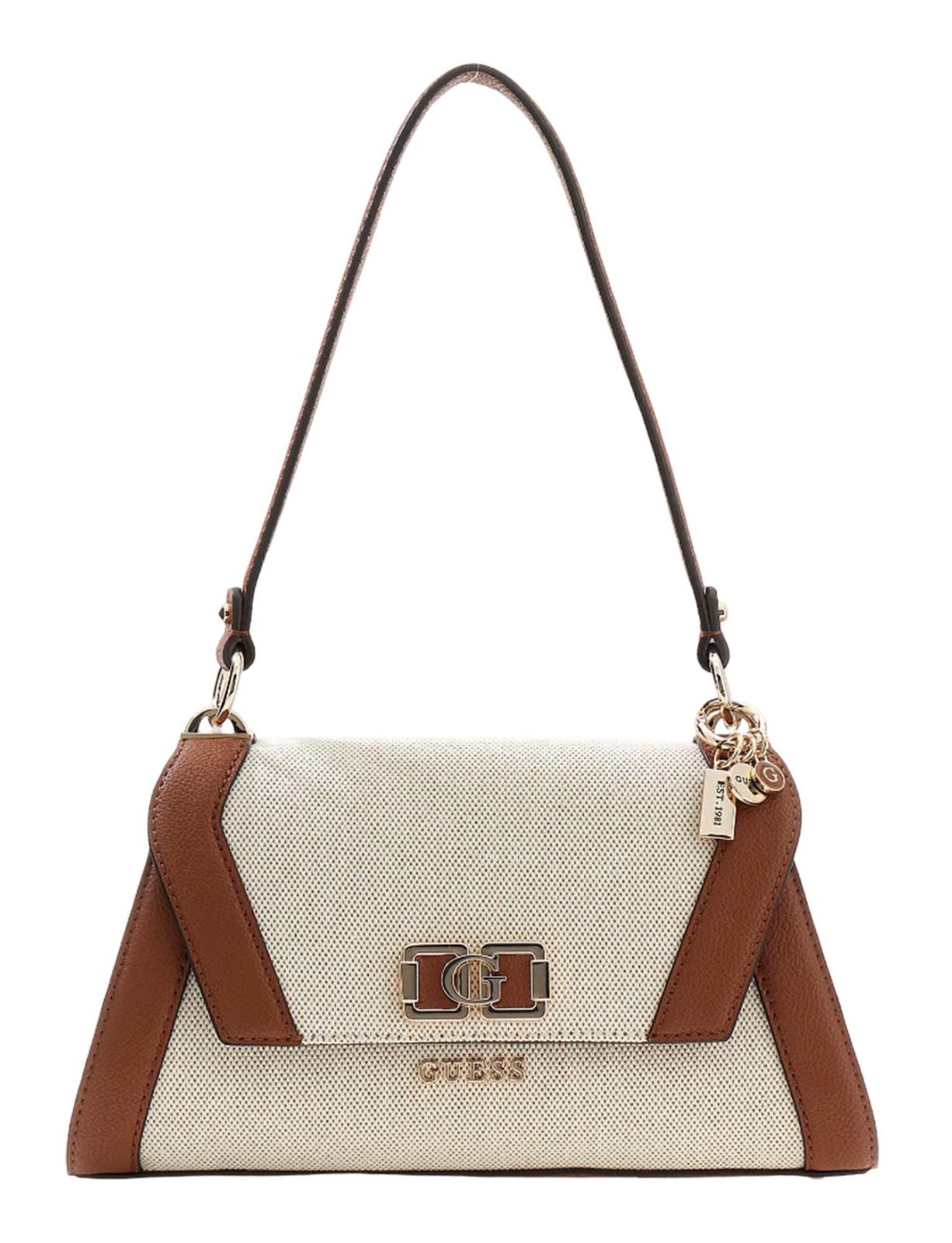 GUESS Karnilla Flap Shoulder Bag Natural / Cognac GUESS Karnilla Flap Shoulder Bag Natural / Cognac