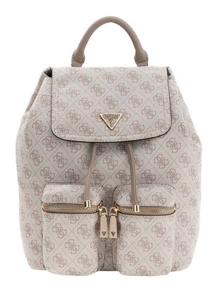 GUESS Manhattan II Flap Backpack Dark Taupe Logo