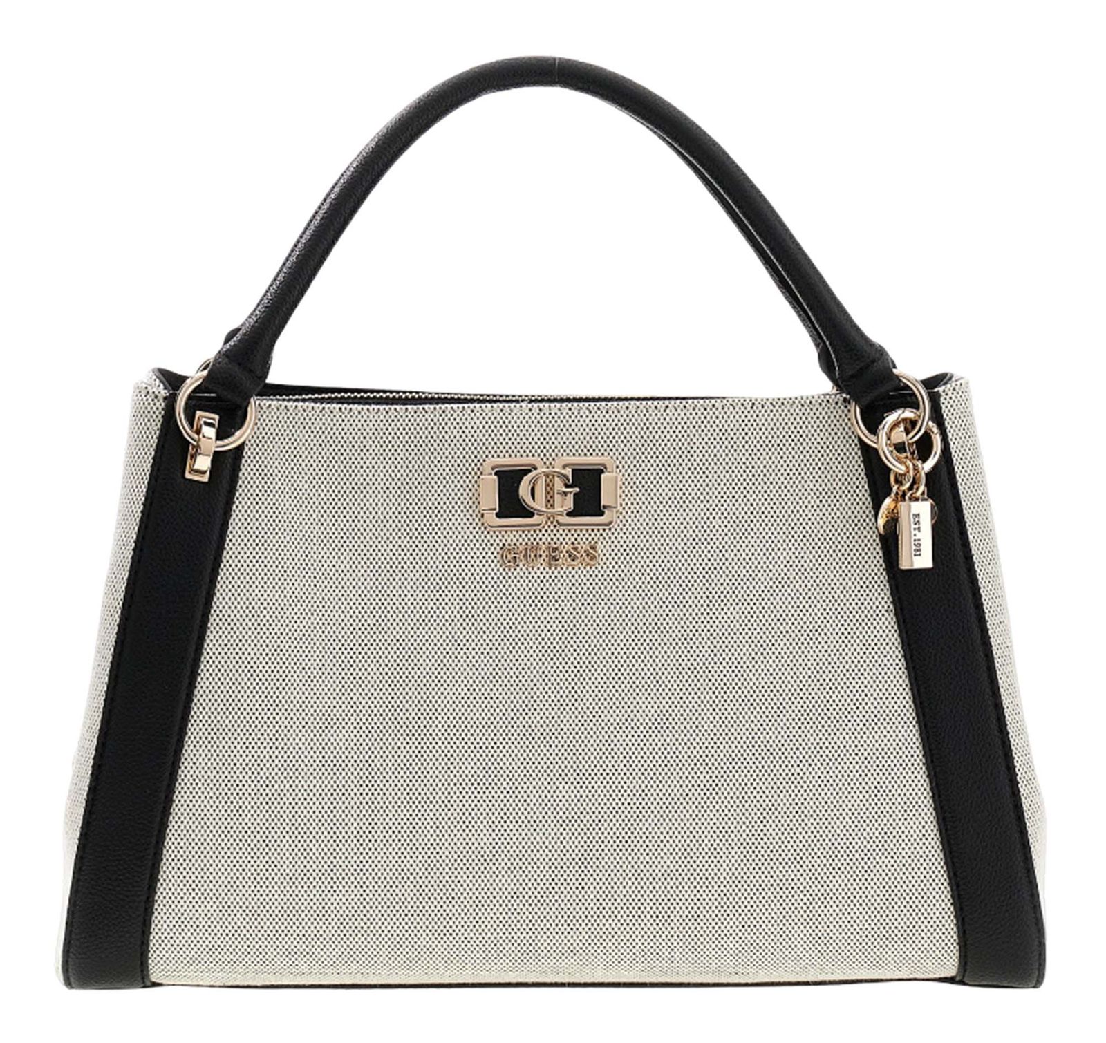 GUESS Karnilla Girlfriend Satchel Natural / Black GUESS Karnilla Girlfriend Satchel Natural / Black