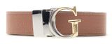 GUESS Adjustable & Reversible Pant Belt H25 W85 Latte Logo - shortenable