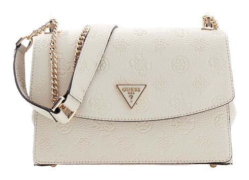 GUESS Cresidia II Convertible Xbody Flap Bag Cream White Logo