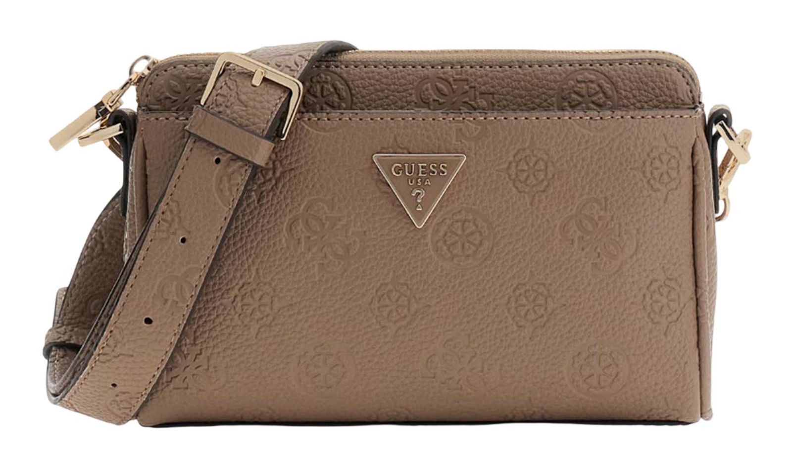 GUESS Cresidia II Mini Xbody Top Zip Bag Dark Taupe Logo