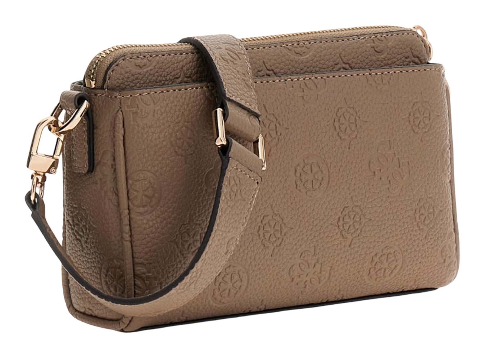 GUESS Cresidia II Mini Xbody Top Zip Bag Dark Taupe Logo GUESS Cresidia II Mini Xbody Top Zip Bag Dark Taupe Logo